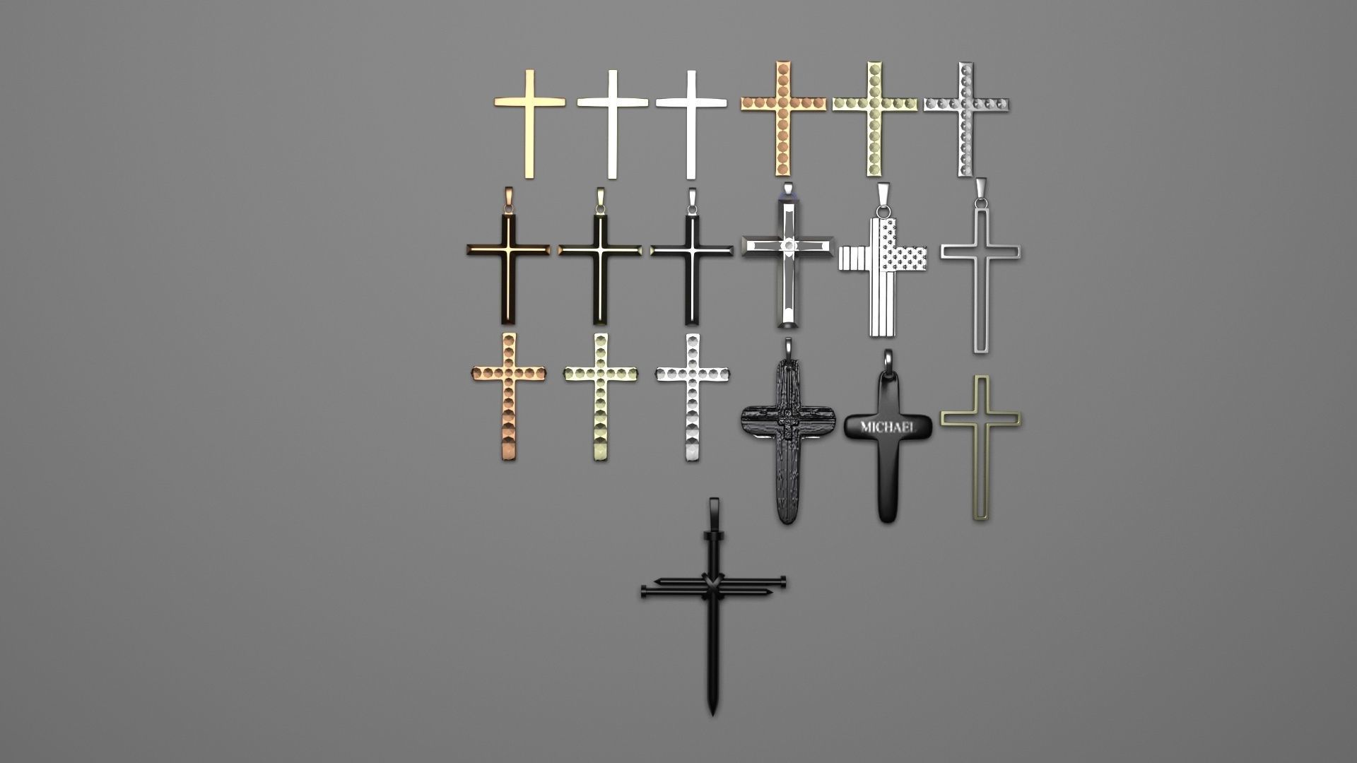 3D Print Ready Cross Pendants Set 3D print model_11