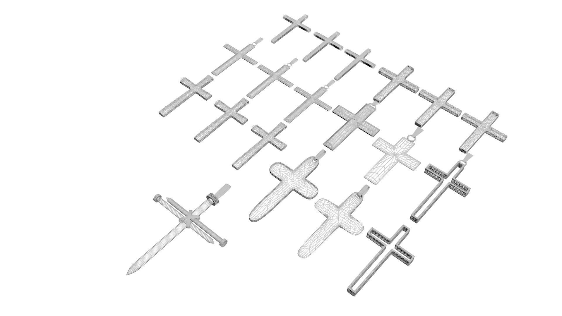 3D Print Ready Cross Pendants Set 3D print model_23
