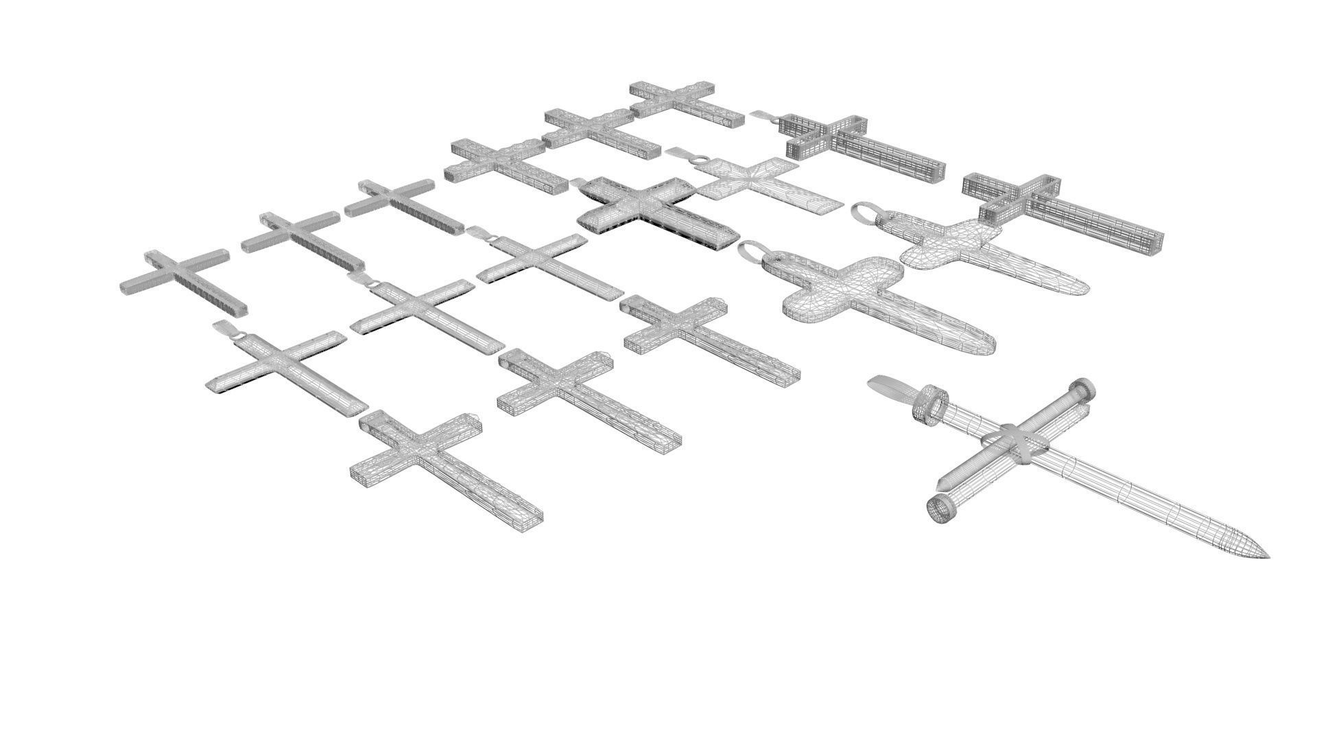 3D Print Ready Cross Pendants Set 3D print model_22