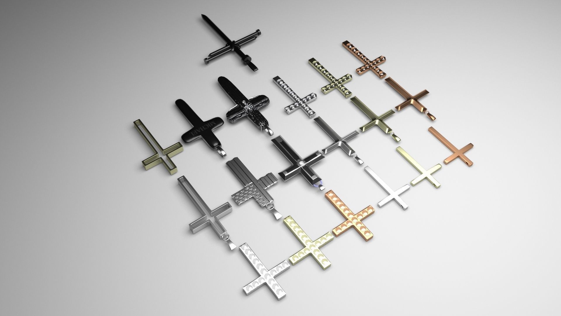 3D Print Ready Cross Pendants Set 3D print model_2