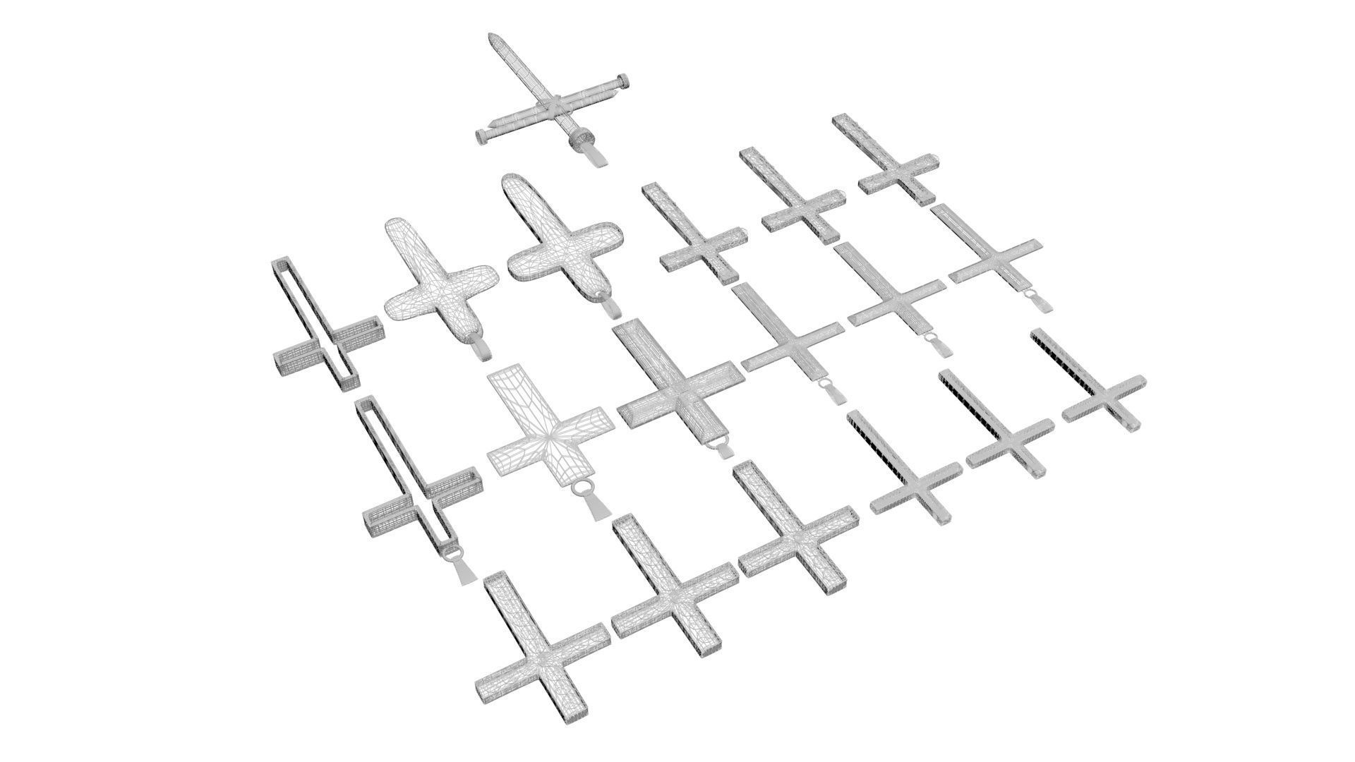 3D Print Ready Cross Pendants Set 3D print model_24