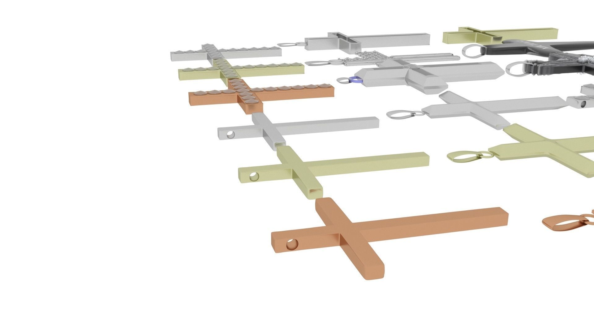 3D Print Ready Cross Pendants Set 3D print model_21