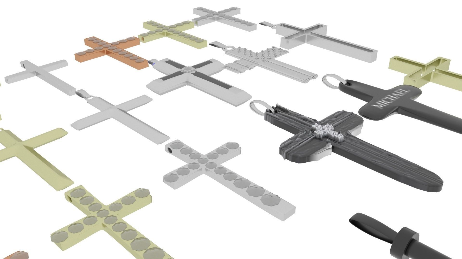 3D Print Ready Cross Pendants Set 3D print model_20