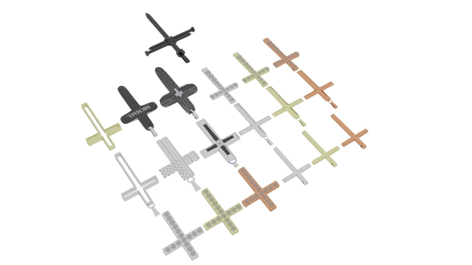 3D Print Ready Cross Pendants Set 3D print model_14