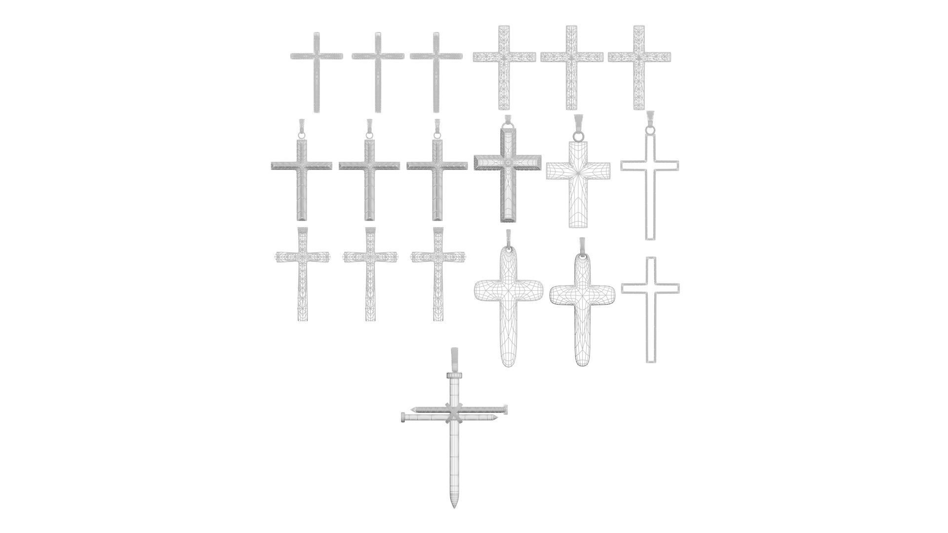3D Print Ready Cross Pendants Set 3D print model_30