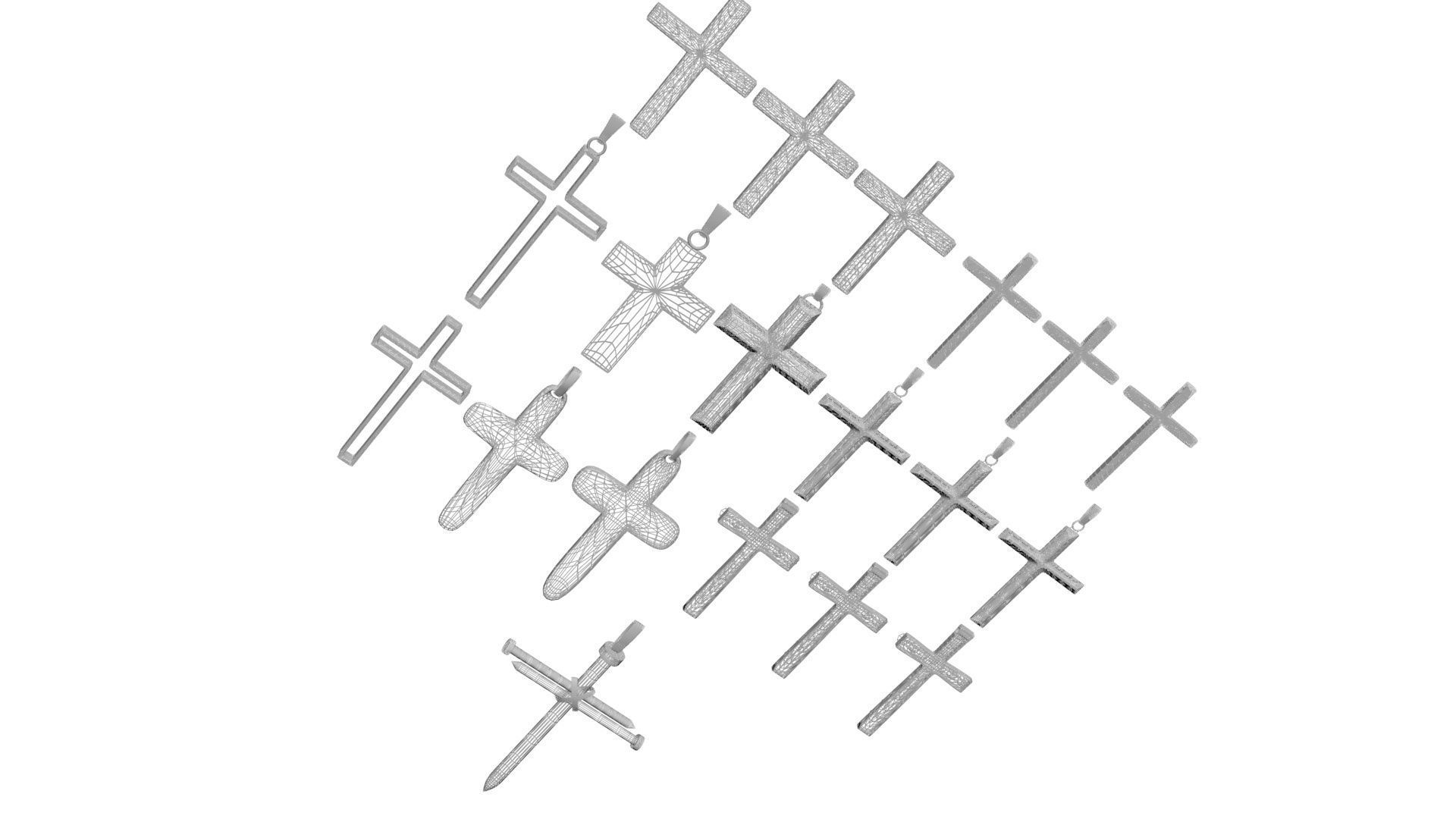3D Print Ready Cross Pendants Set 3D print model_28