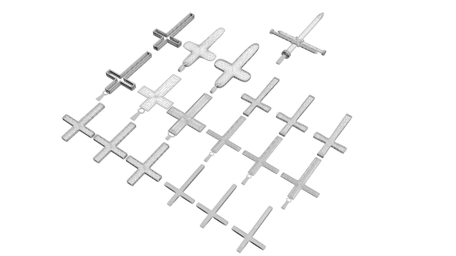 3D Print Ready Cross Pendants Set 3D print model_25