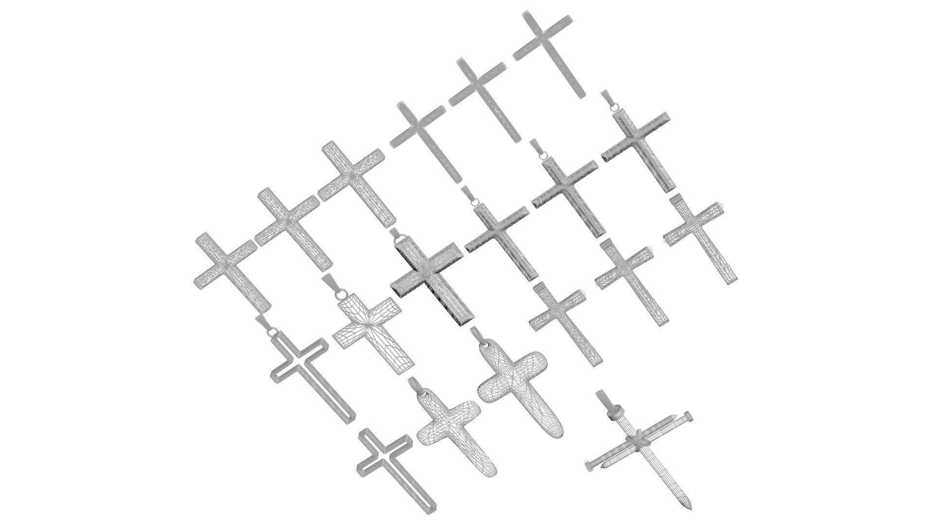 3D Print Ready Cross Pendants Set 3D print model_29