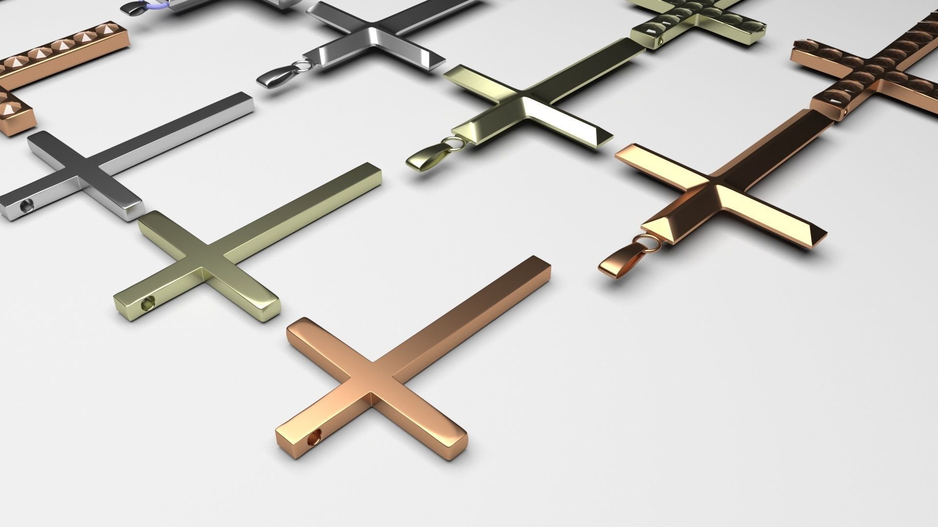 3D Print Ready Cross Pendants Set 3D print model_4