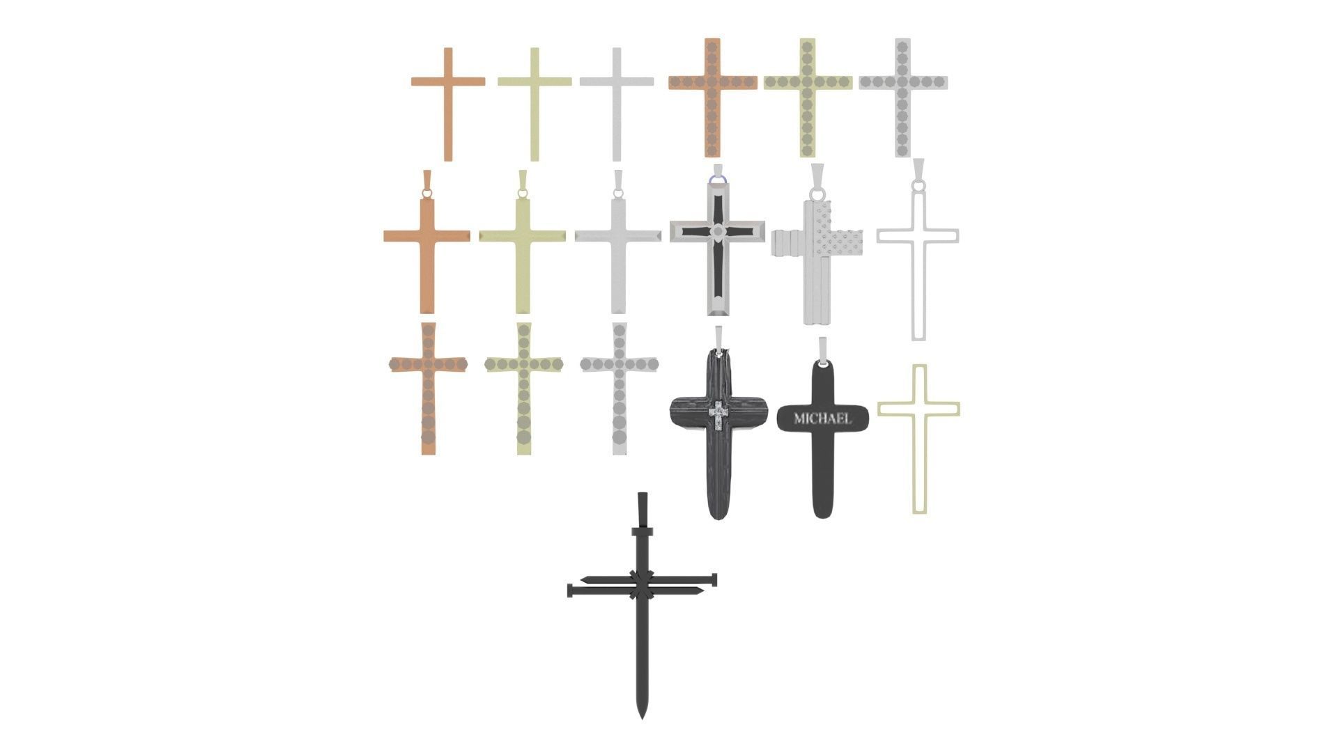 3D Print Ready Cross Pendants Set 3D print model_19