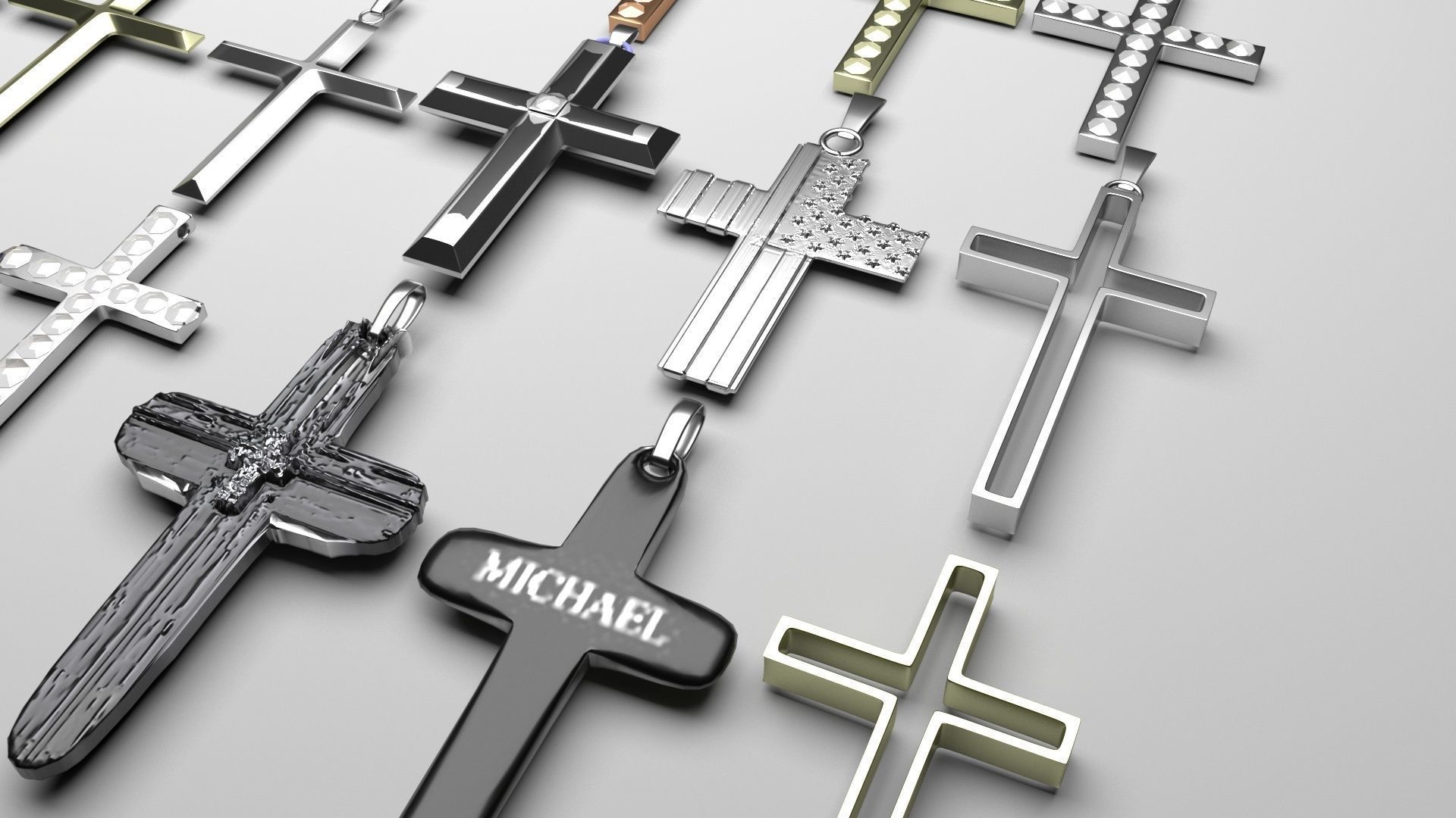 3D Print Ready Cross Pendants Set 3D print model_6