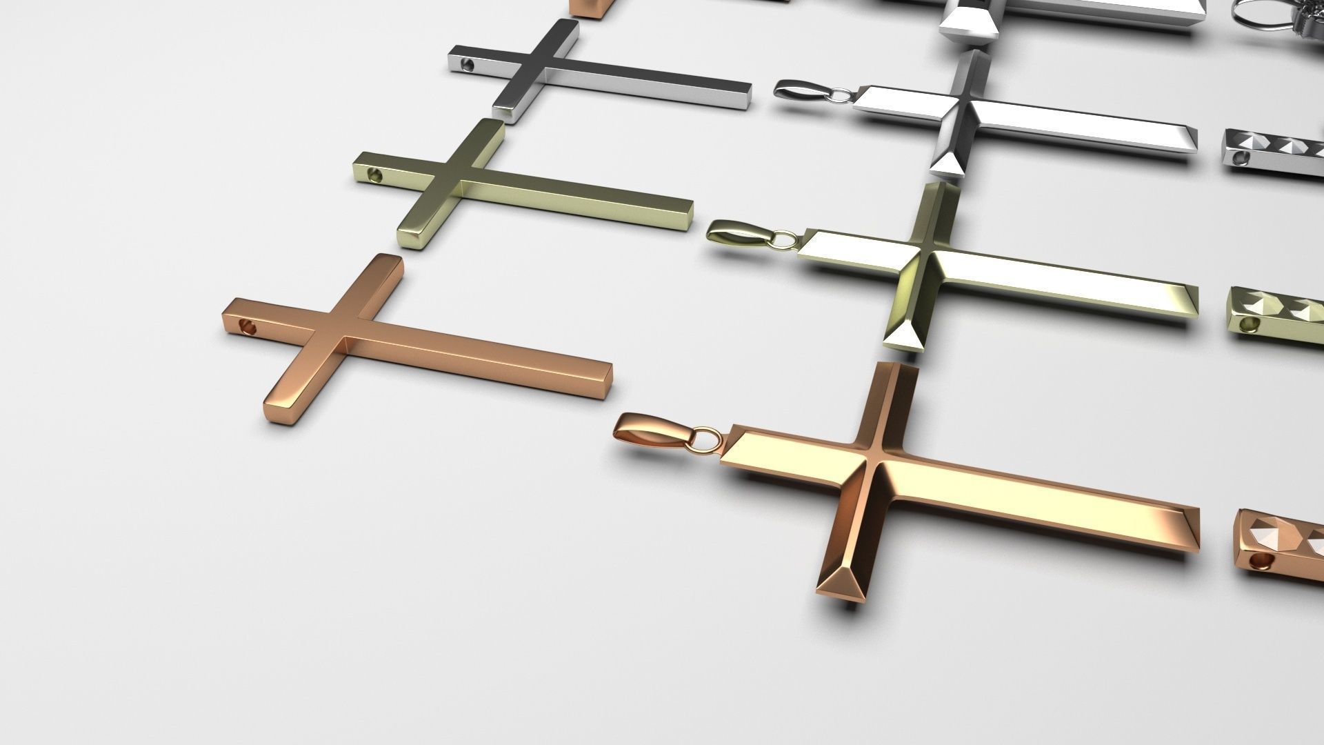 3D Print Ready Cross Pendants Set 3D print model_8