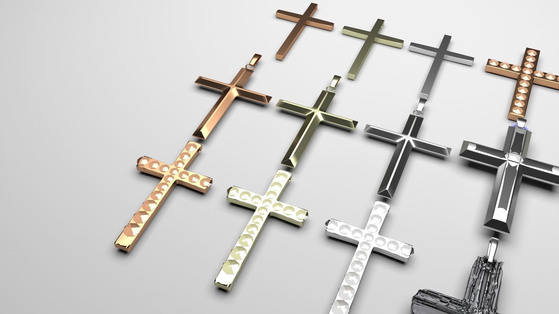 3D Print Ready Cross Pendants Set 3D print model_7