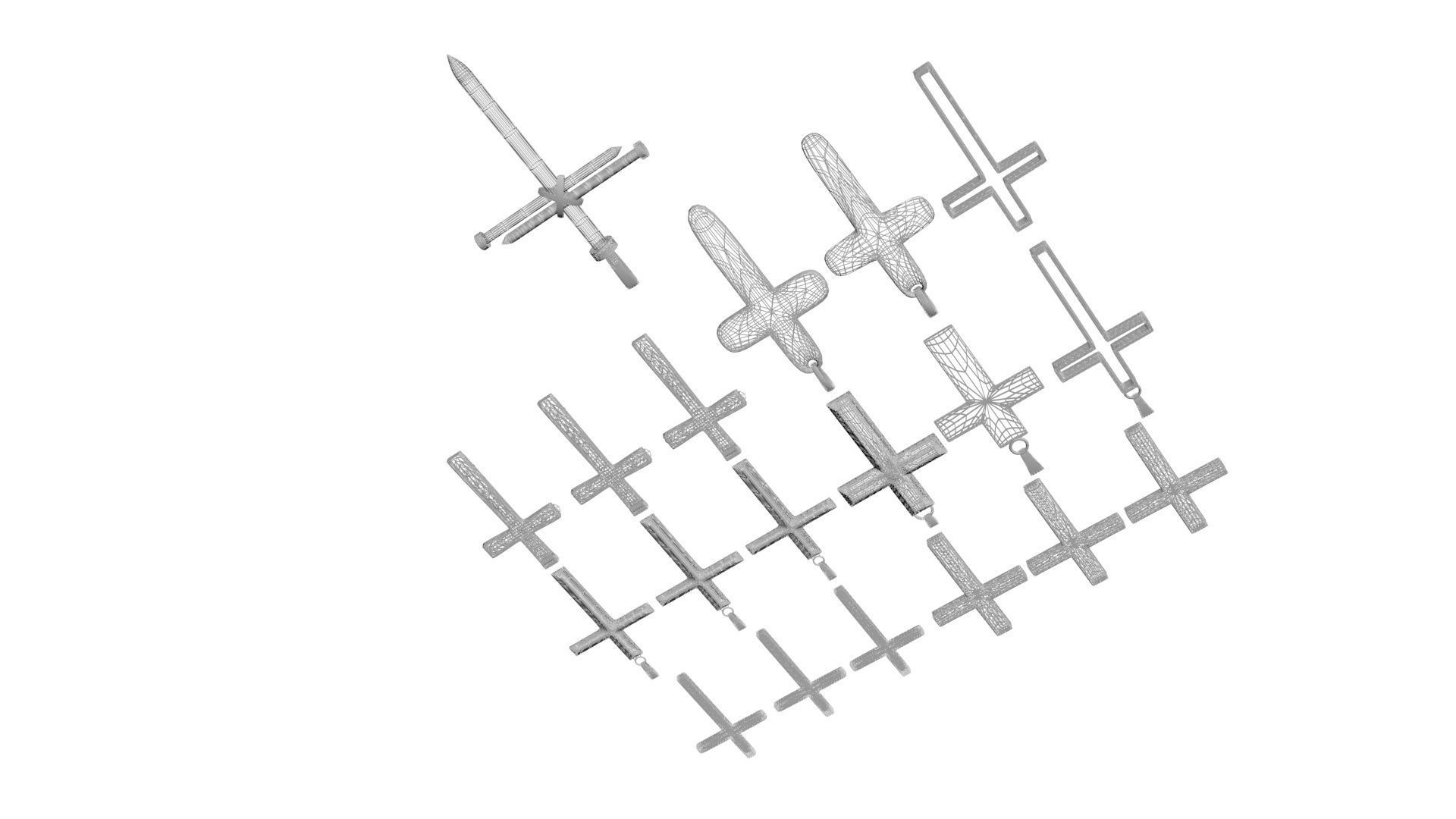 3D Print Ready Cross Pendants Set 3D print model_27