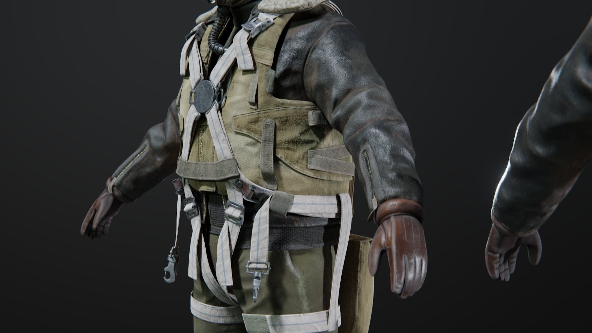 SOLDIER WWII USA Pilot Rigged 3D model_9