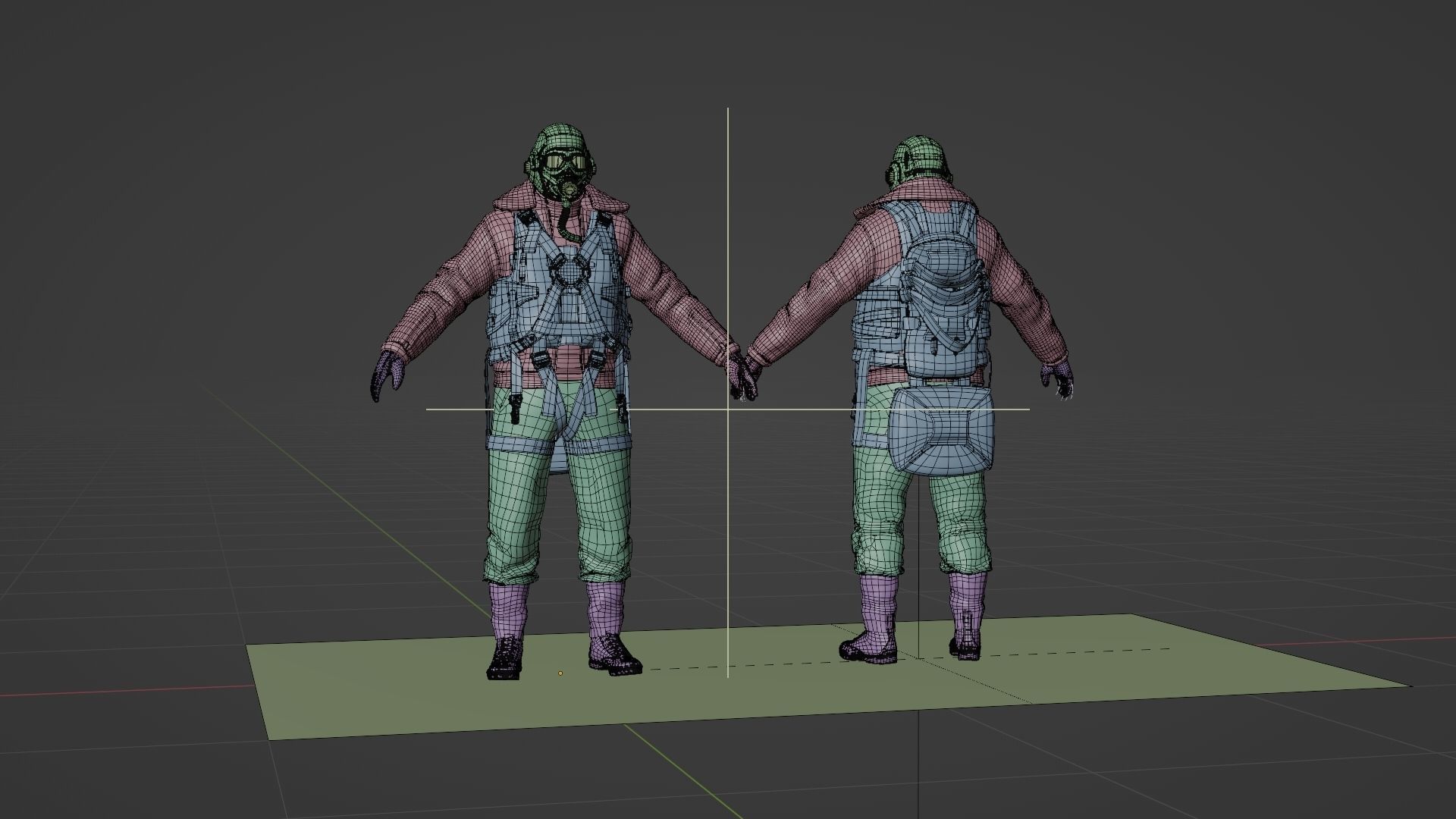 SOLDIER WWII USA Pilot Rigged 3D model_19