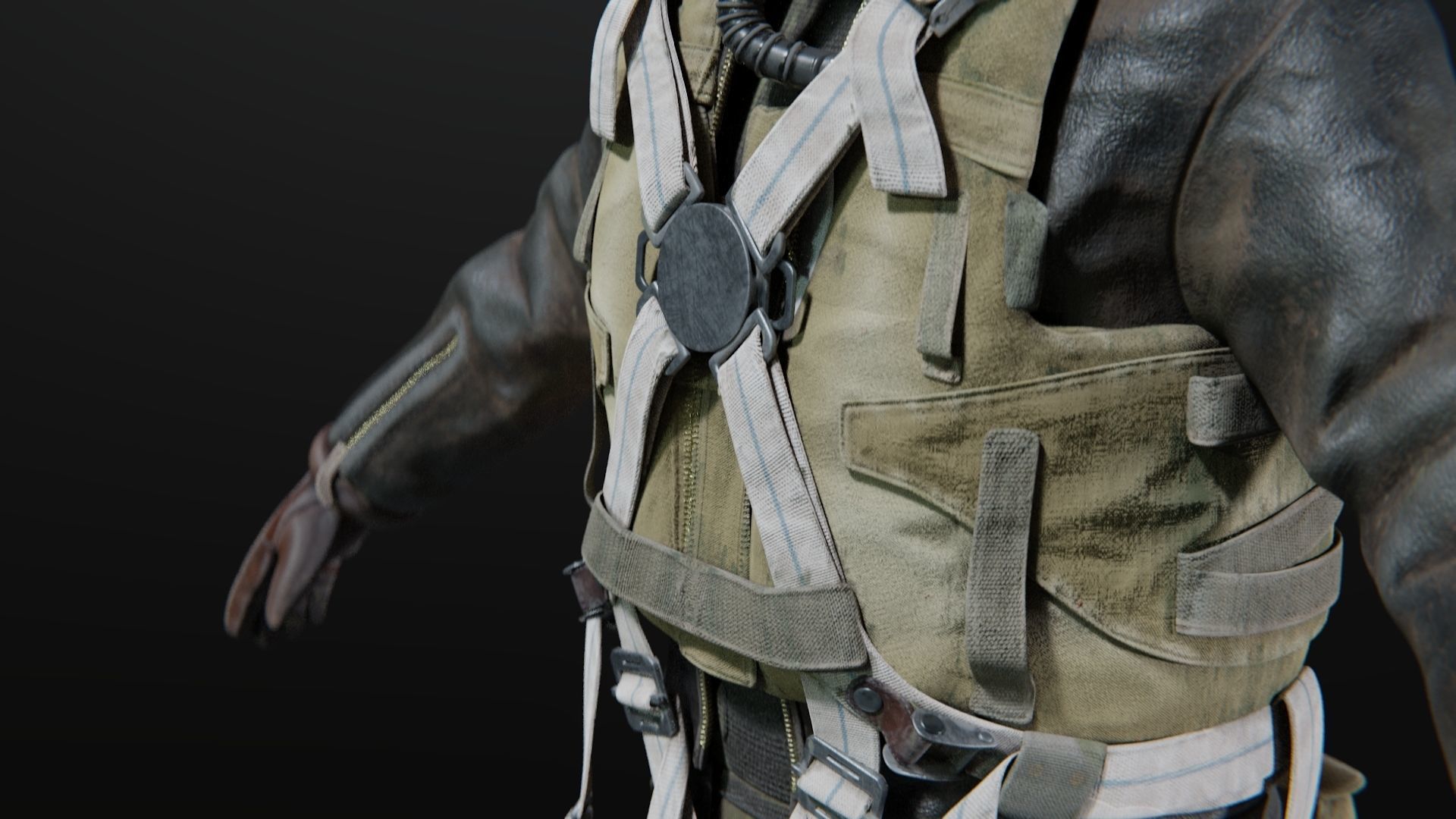 SOLDIER WWII USA Pilot Rigged 3D model_16