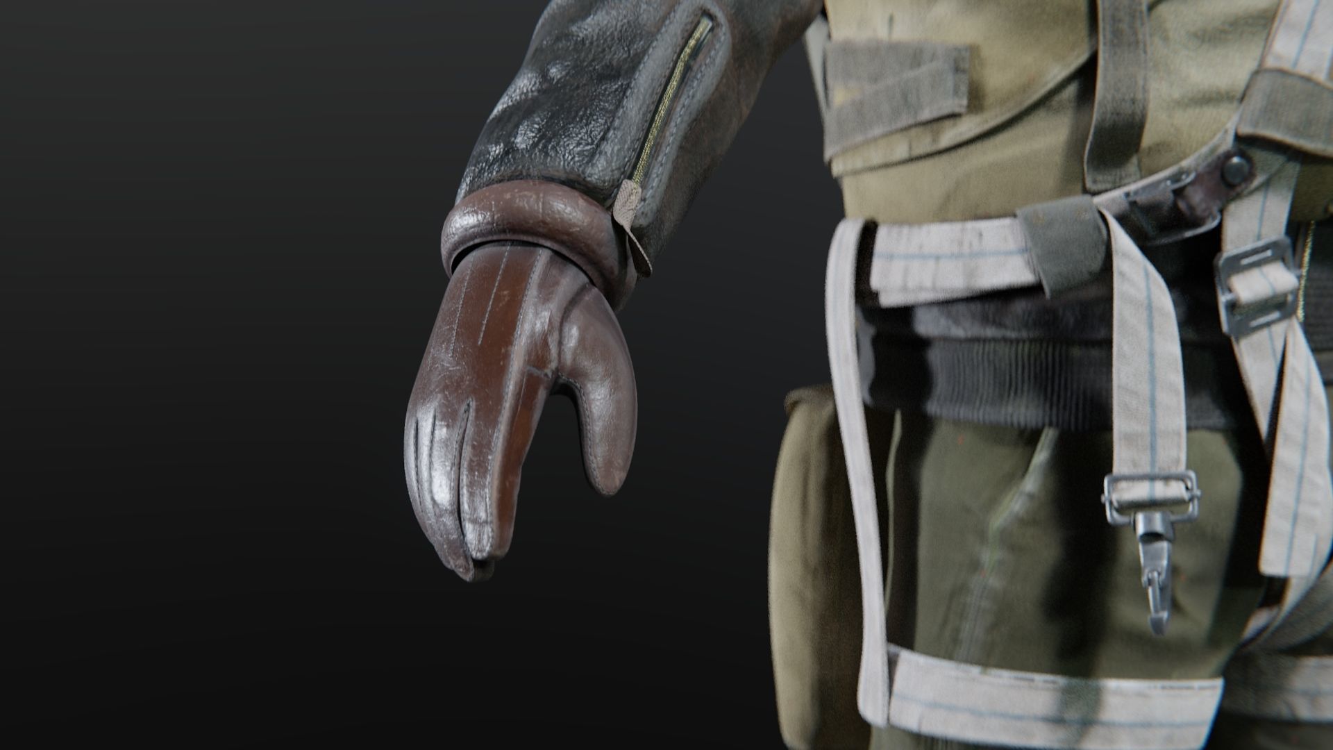 SOLDIER WWII USA Pilot Rigged 3D model_14