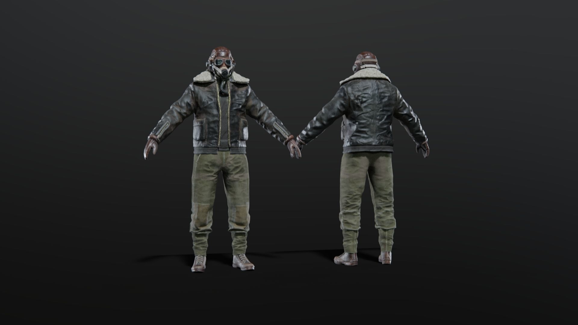 SOLDIER WWII USA Pilot Rigged 3D model_5