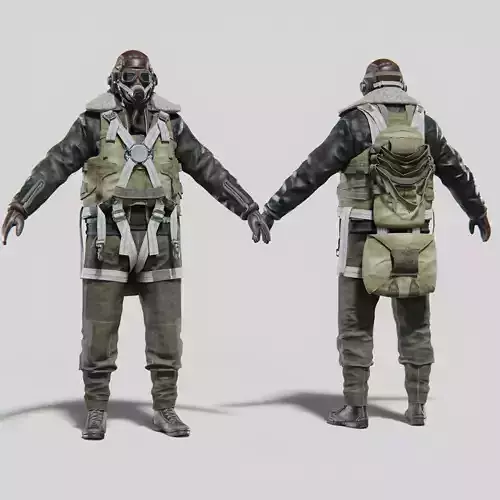 SOLDIER WWII USA Pilot Rigged 3D model