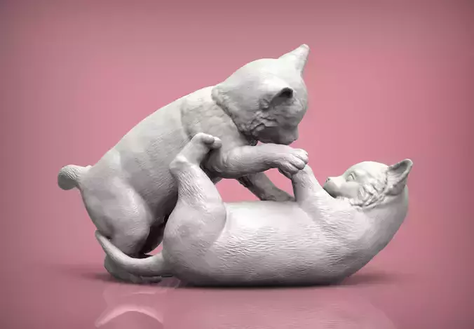 Kittens play 3D print model