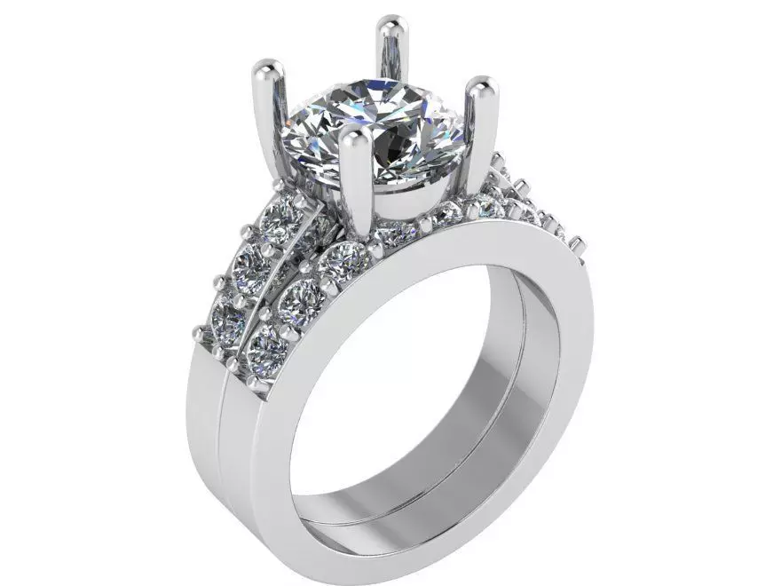 Diamond Bridal Set Ring 1050 3D print model