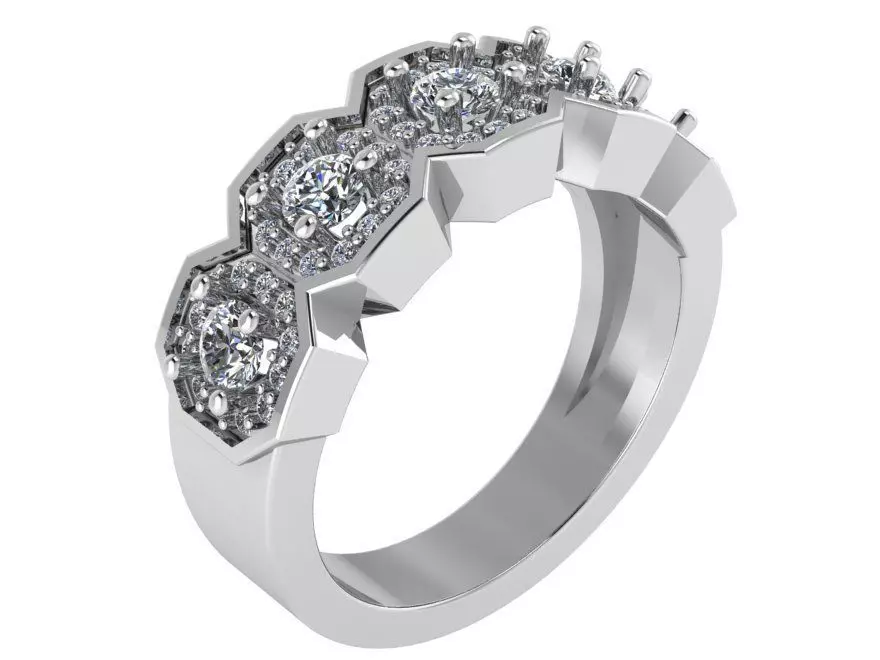 Octagonal Diamond Ring 1051 3D print model