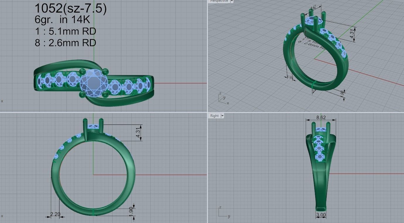 Hug Diamond Ring 1052 3D print model_4