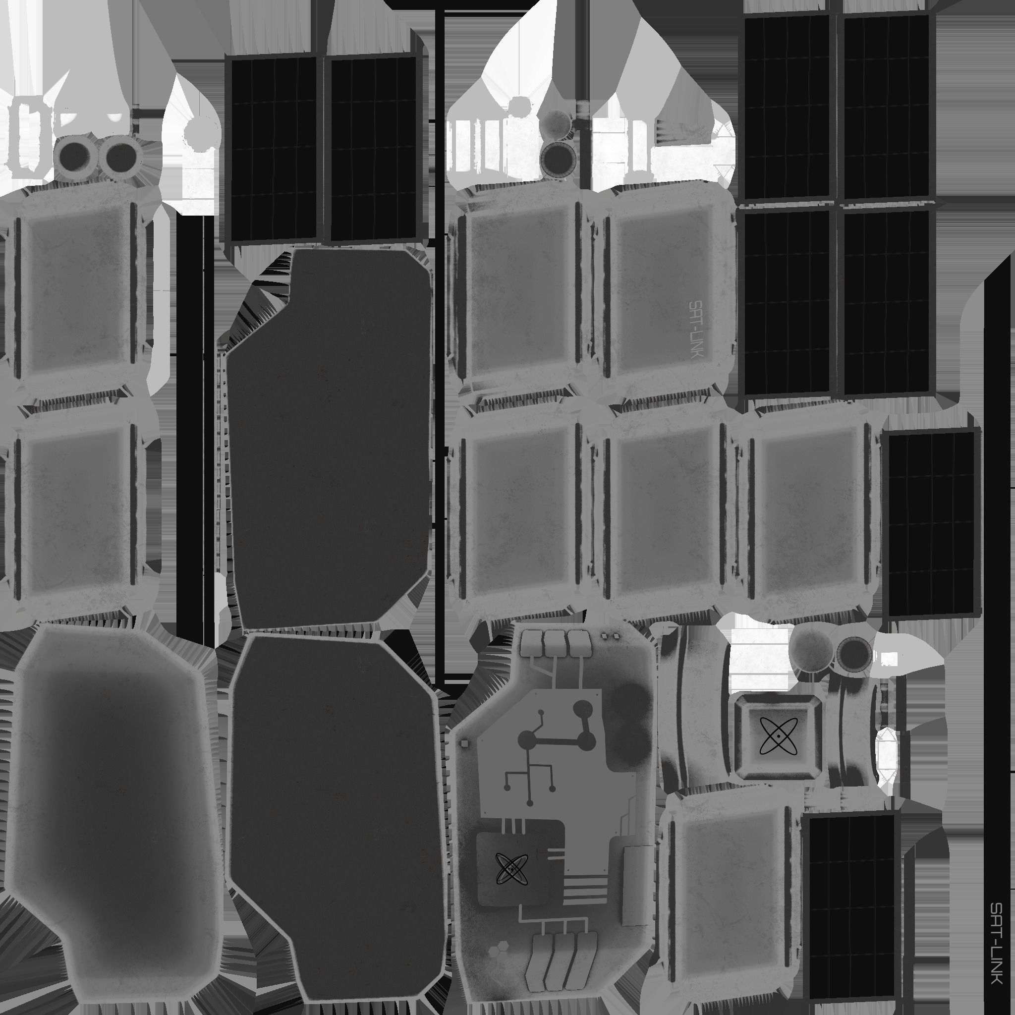 Satellite B06 Black Steel - SciFi Space Design Low-poly 3D model_19