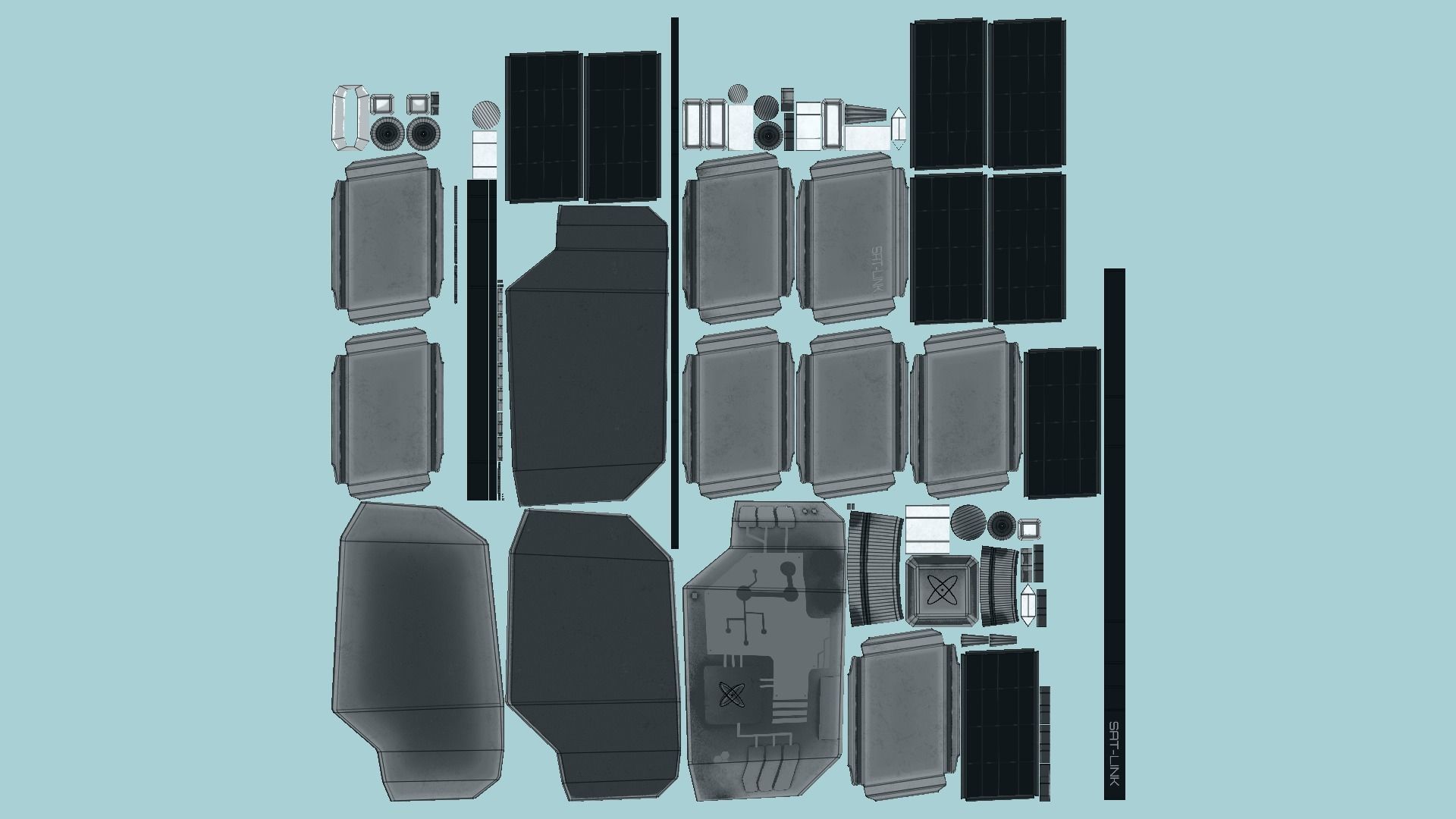 Satellite B06 Black Steel - SciFi Space Design Low-poly 3D model_5