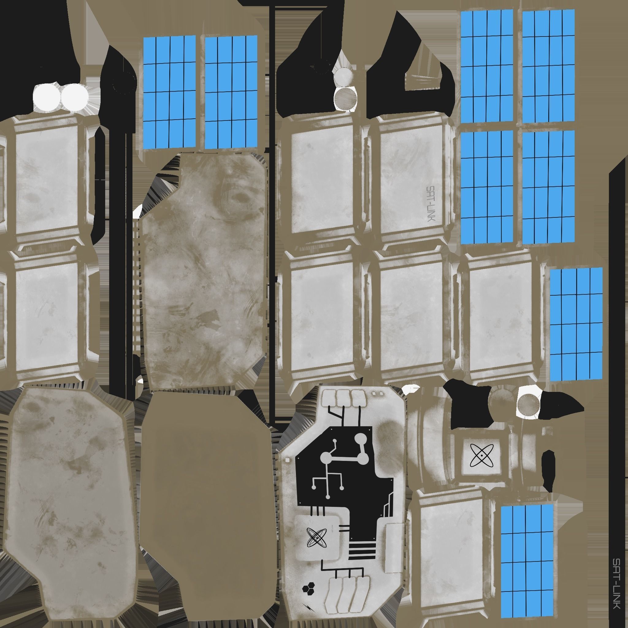 Satellite B07 Dirt Blue - SciFi Space Design Low-poly 3D model_19