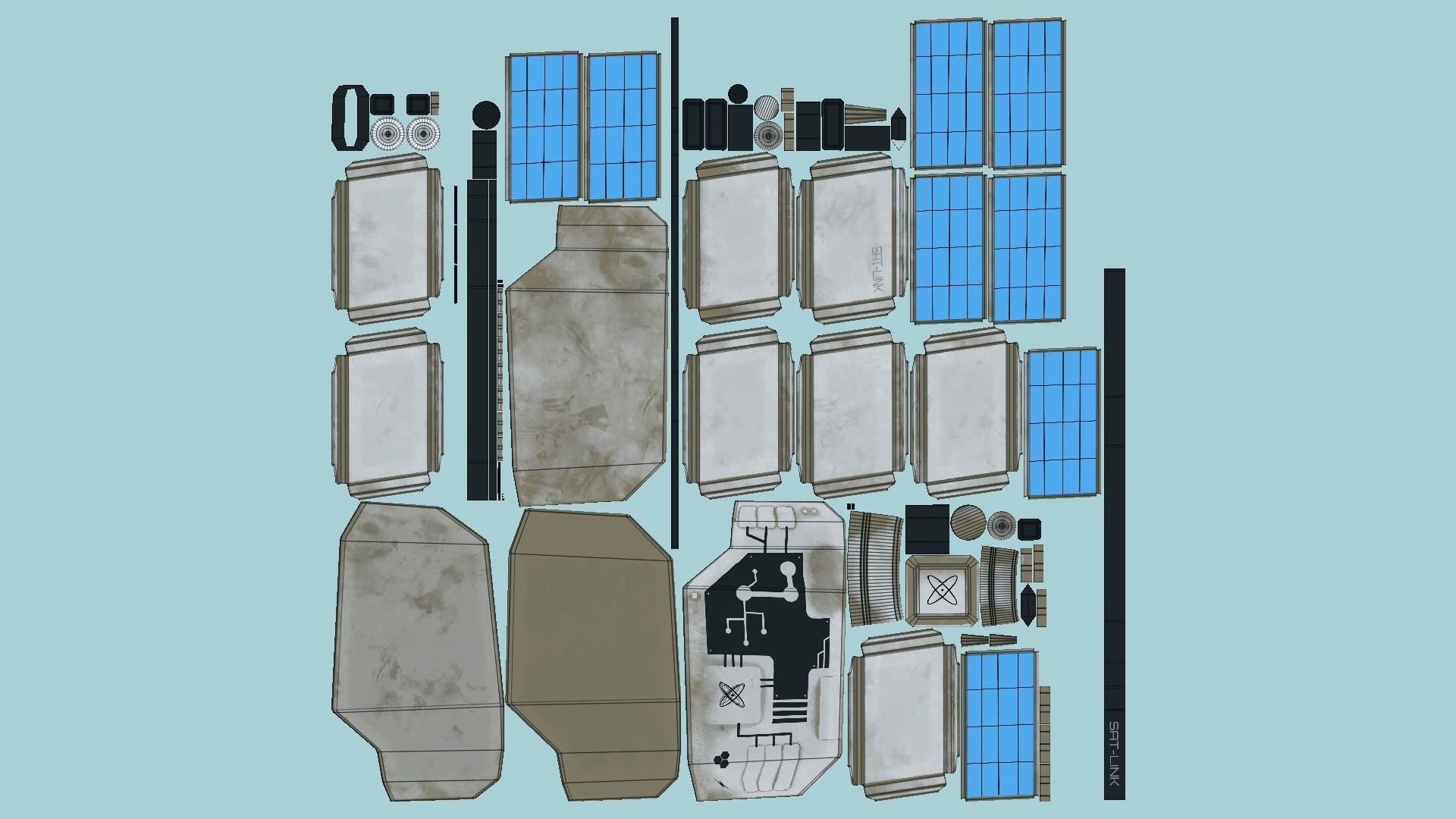 Satellite B07 Dirt Blue - SciFi Space Design Low-poly 3D model_5
