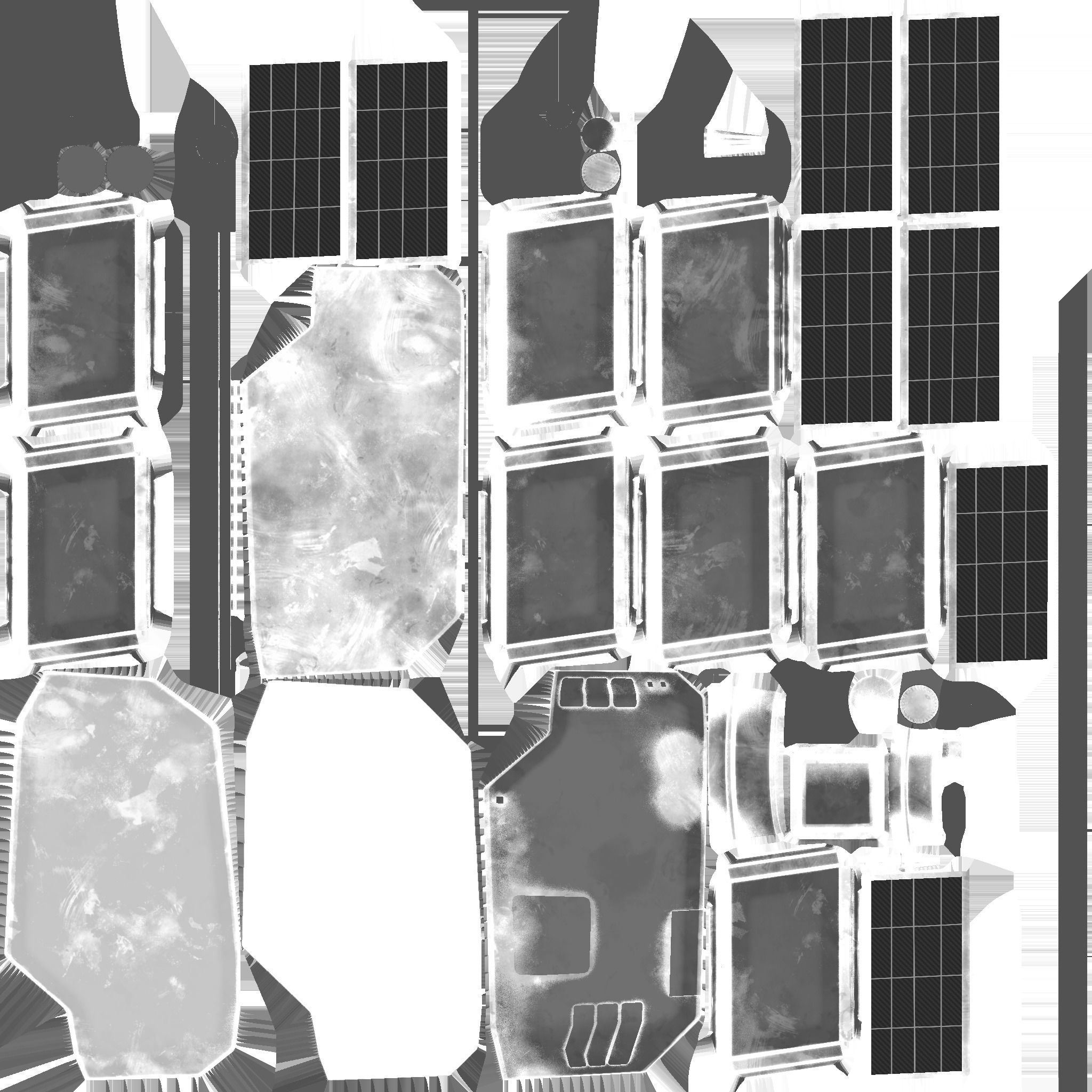 Satellite B07 Dirt Blue - SciFi Space Design Low-poly 3D model_24