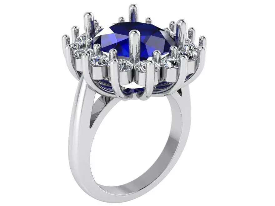 Sapphire Oval Cluster Ring 1059 3D print model