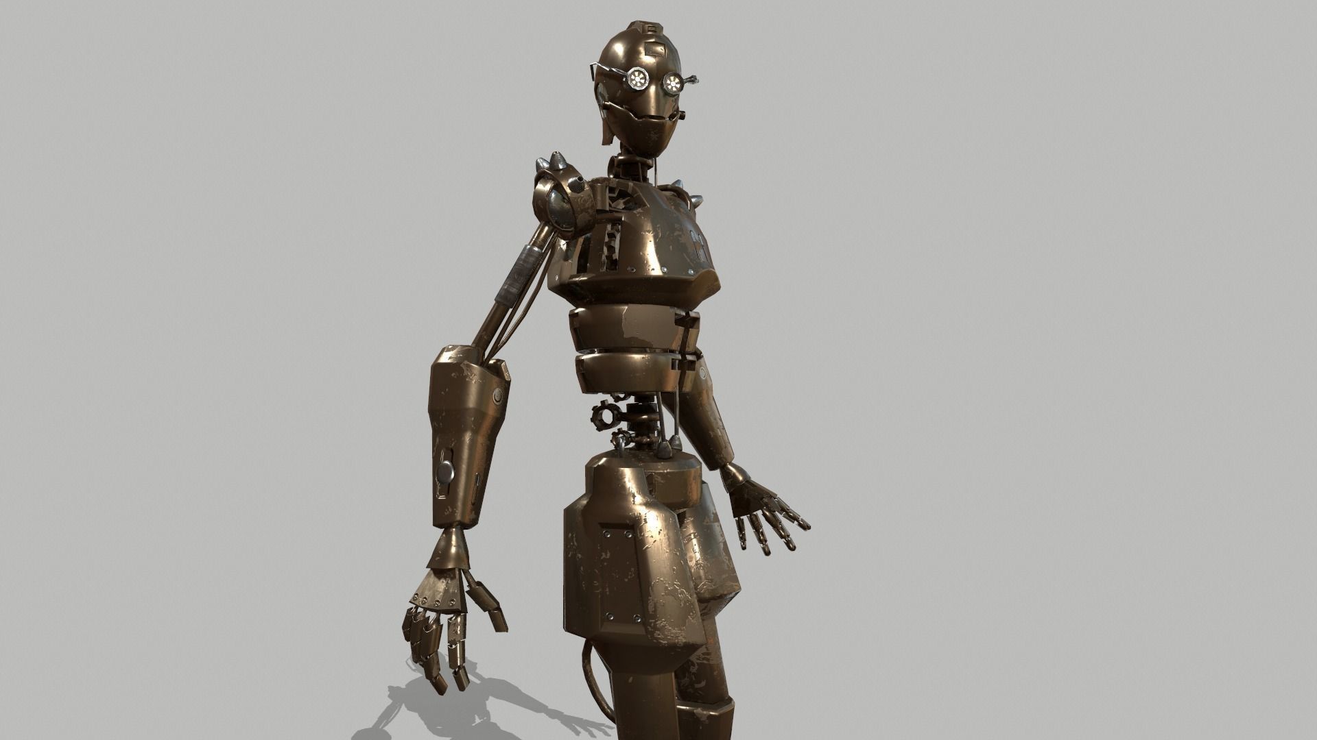 Steampunk Robot Low-poly 3D model_12
