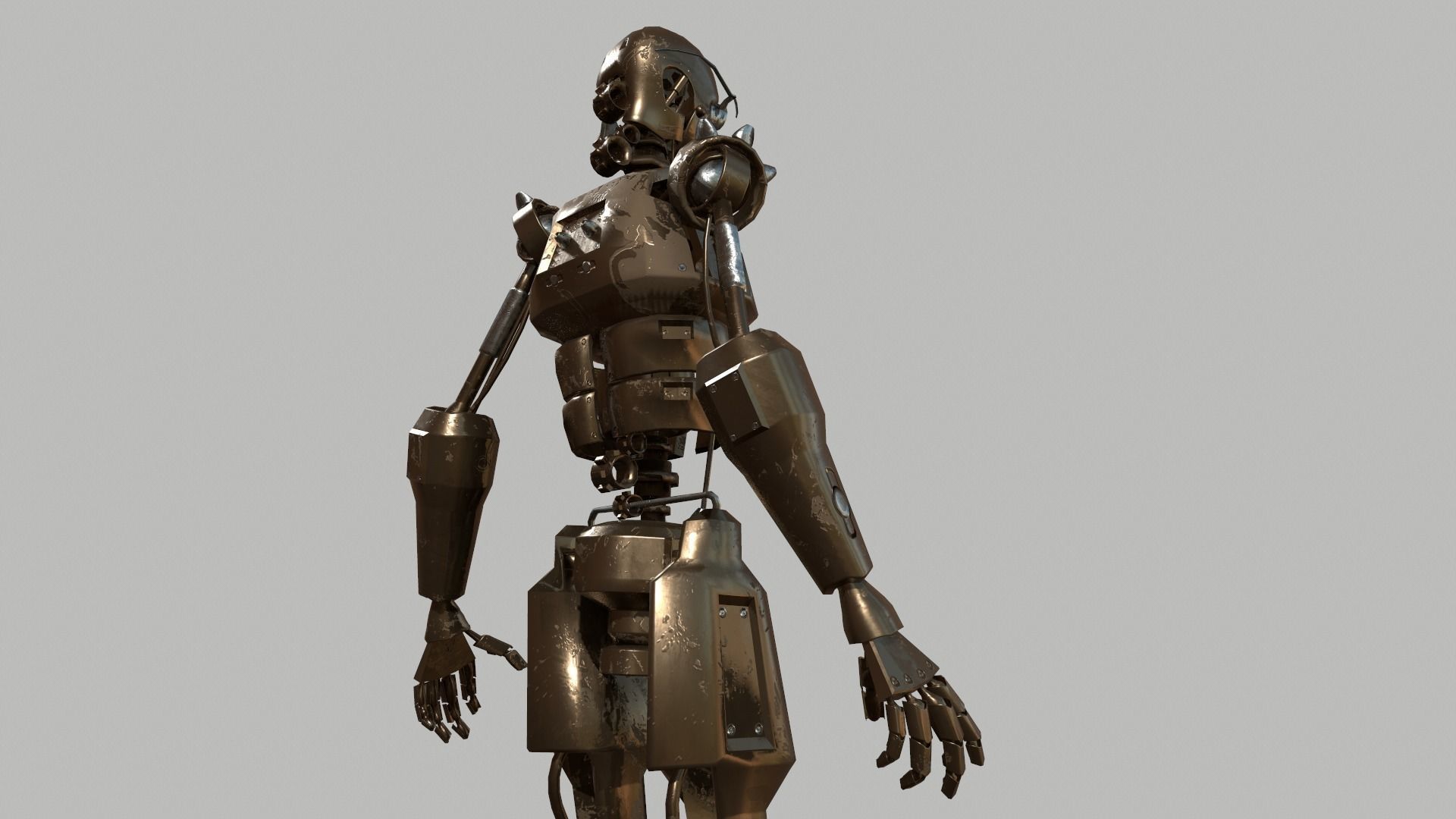 Steampunk Robot Low-poly 3D model_7