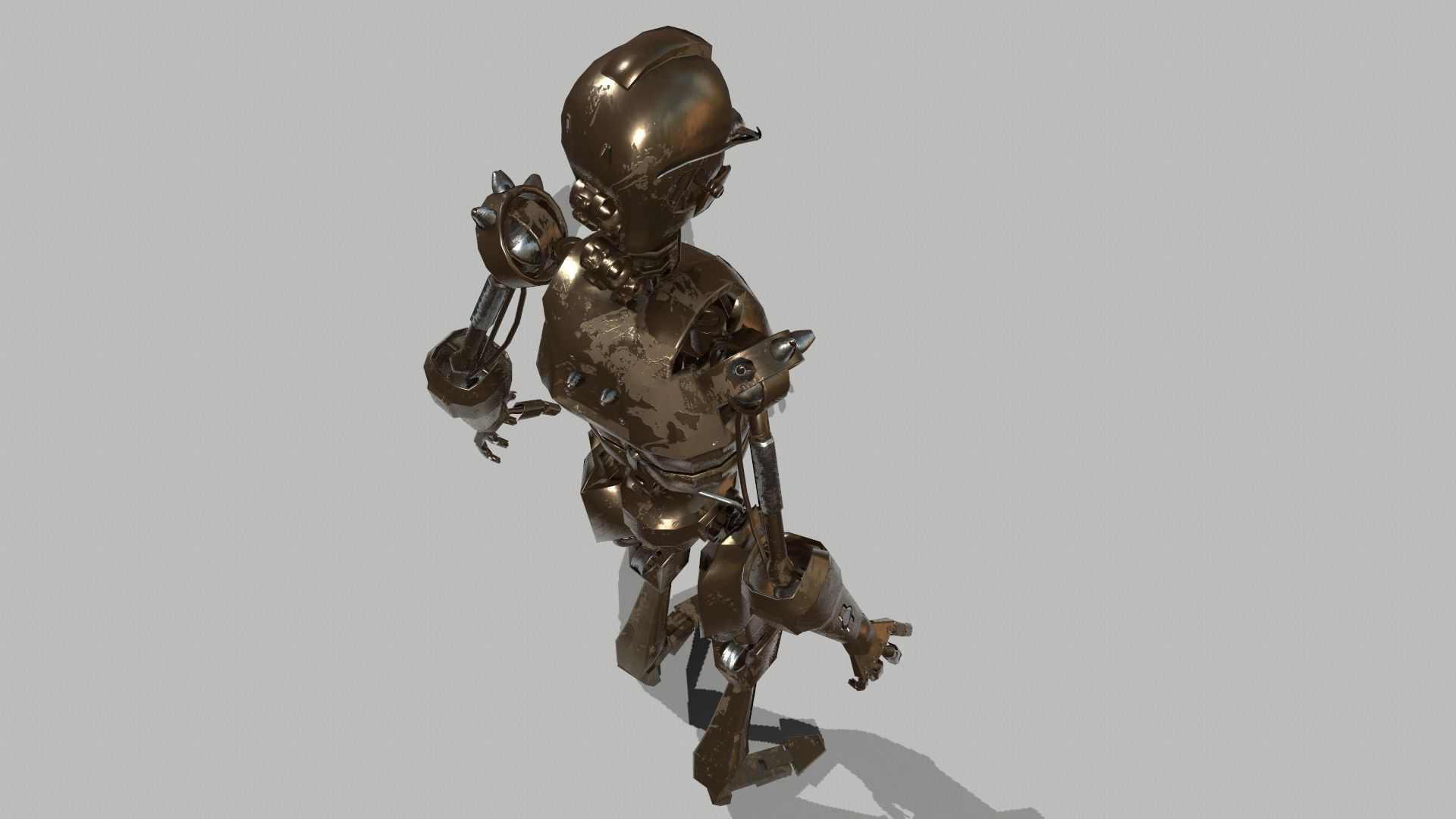 Steampunk Robot Low-poly 3D model_6