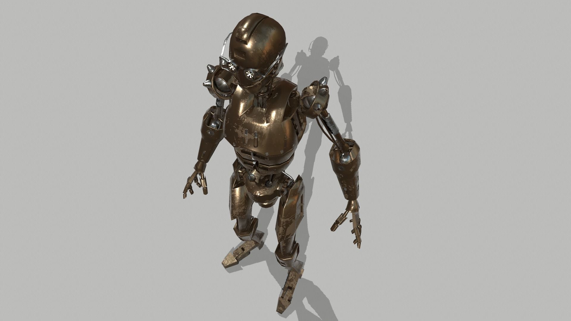 Steampunk Robot Low-poly 3D model_5