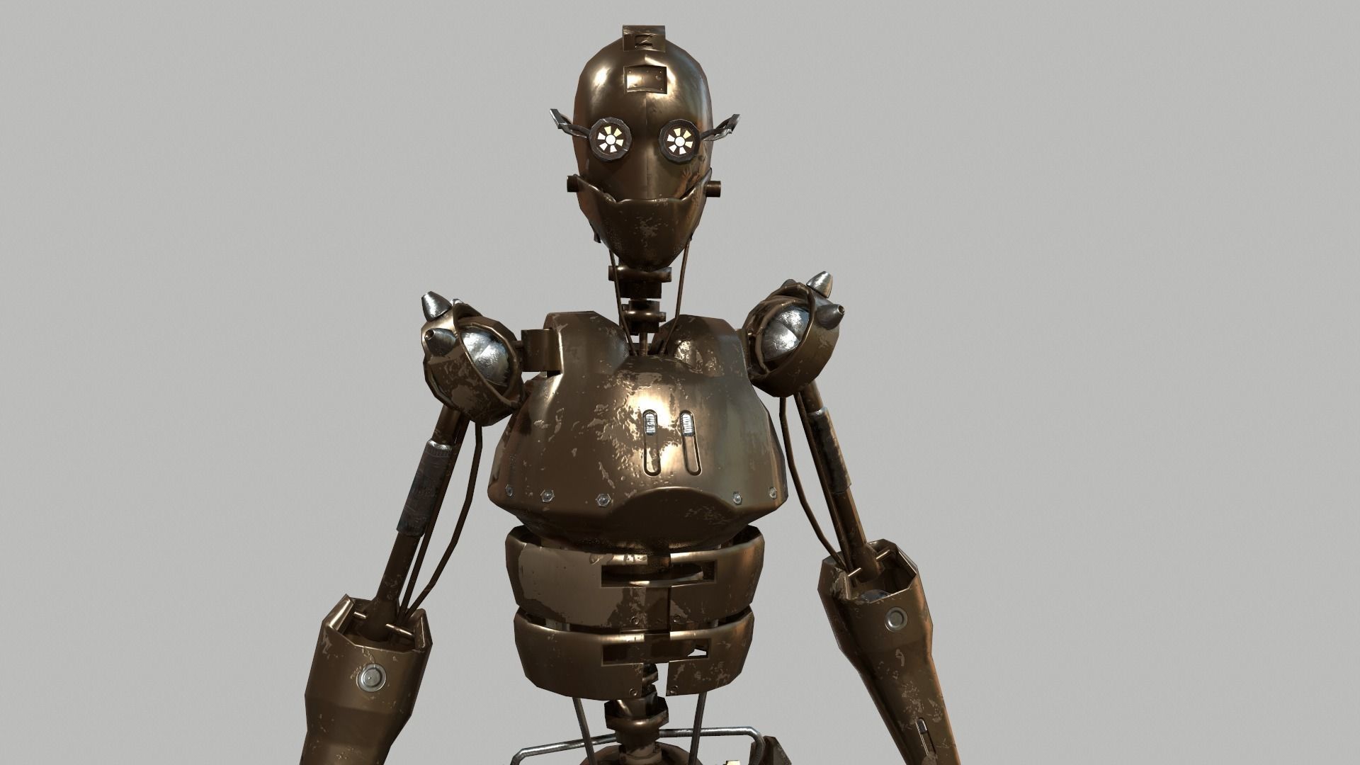 Steampunk Robot Low-poly 3D model_9