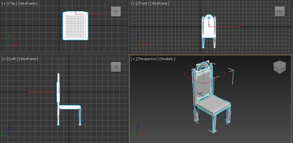 Chair with ornate design 3D model_4