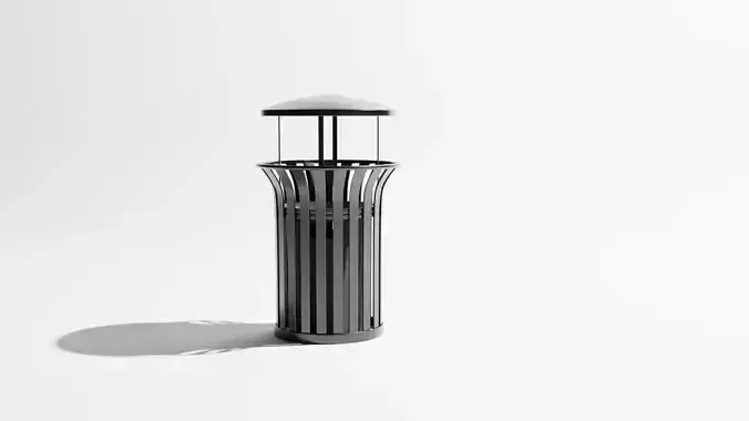 Trash Can - 37 Gallon Metal Outdoor Streetscape Covered Low-poly 3D model