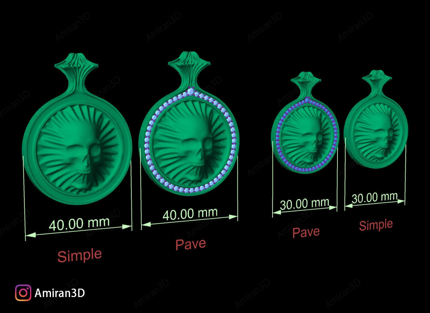 Skull Pendant 3D print model_6