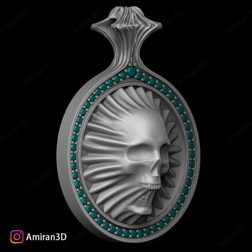 Skull Pendant 3D print model_9