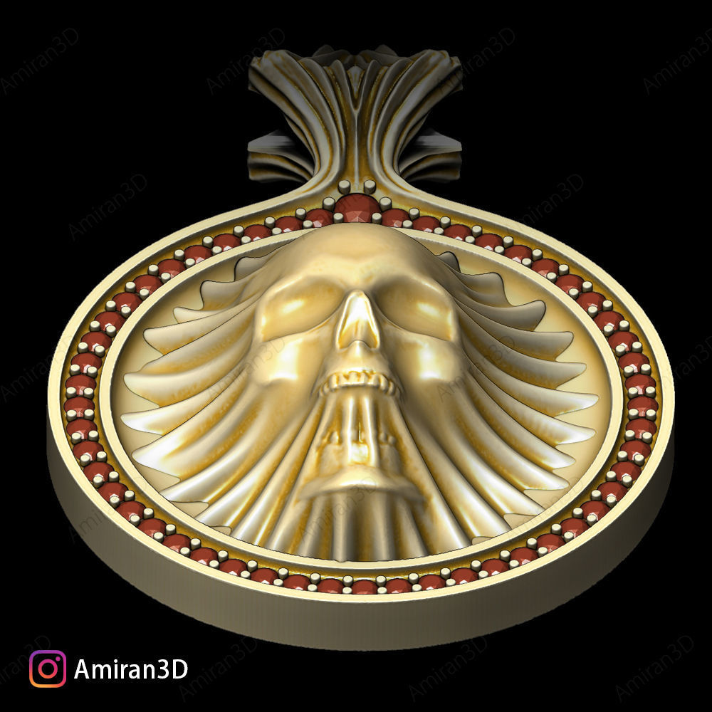 Skull Pendant 3D print model_4