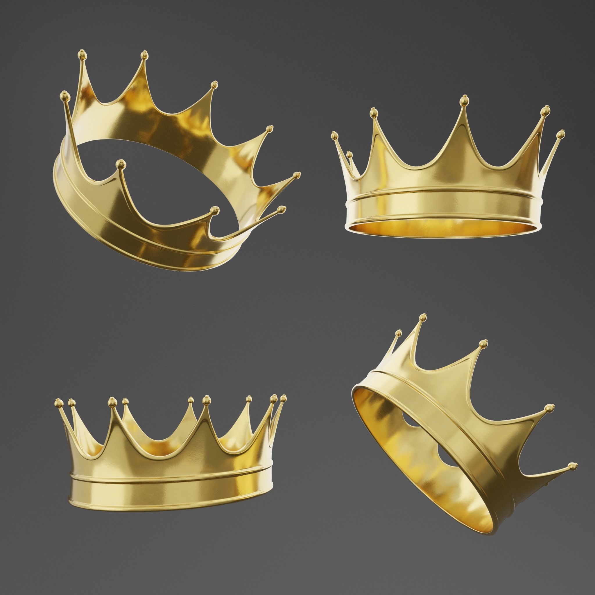 Crown golden 3D model_9