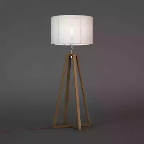 White Lampshade With Brown Stand