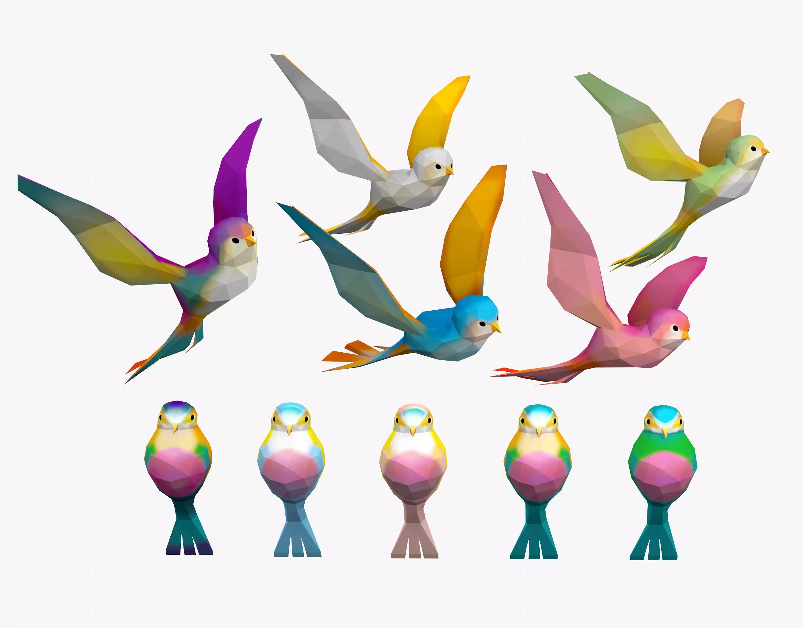 Cartoon Birds -LOW POLY Low-poly 3D model