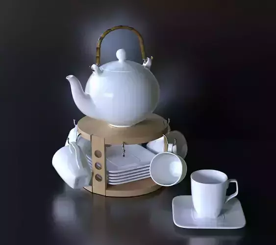 Gift tea set with stand 3D model