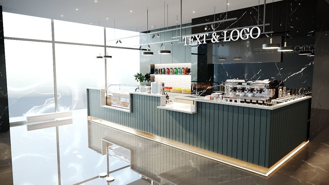 Coffeeshop 3D Model Interior Scene 3D model_3