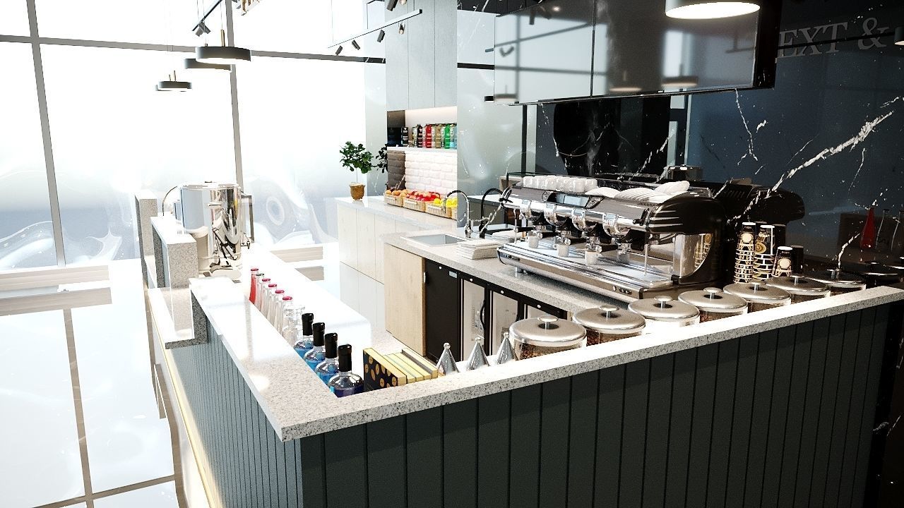 Coffeeshop 3D Model Interior Scene 3D model_8